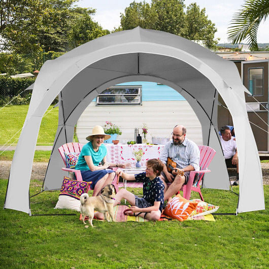 11 x 11 Feet Patio Sun Shade Shelter Canopy Tent Portable UPF 50+ Outdoor Beach-White-1
